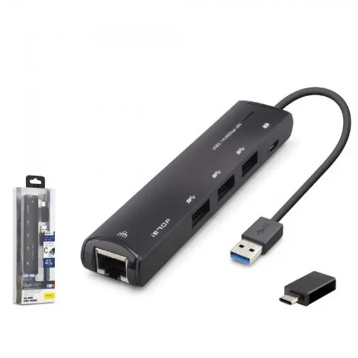 iETOP HDX7897 USB Type-C 3.2 Gen1 Combo Hub Gigabit LAN 4 Port 5 Gbps Siyah