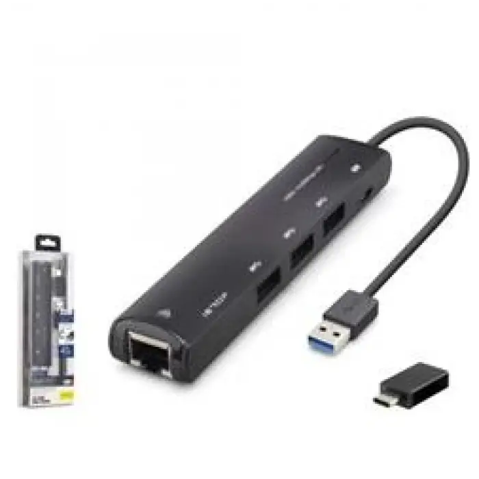 iETOP HDX7897 USB Type-C 3.2 Gen1 Combo Hub Gigabit LAN 4 Port 5 Gbps Siyah