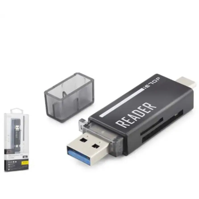 iETOP TC306AC USB Type-C 3.2 Gen1 Kart Okuyucu SD MicroSD 5 Gbps Siyah