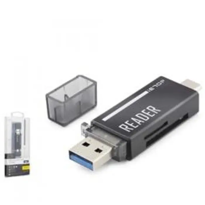 iETOP TC306AC USB Type-C 3.2 Gen1 Kart Okuyucu SD MicroSD 5 Gbps Siyah
