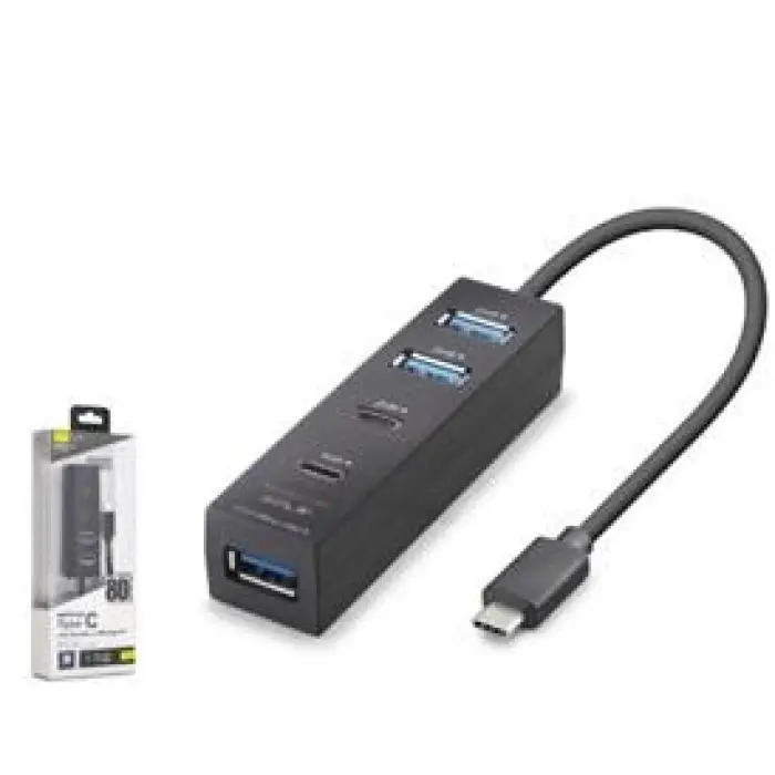 iETOP TU0529 Type-C 3.2 Gen1 Hub 4 Port 5 Gbps 80 cm Siyah