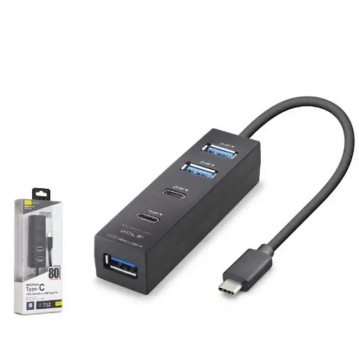 iETOP TU0529 Type-C 3.2 Gen1 Hub 4 Port 5 Gbps 80 cm Siyah (KDO)