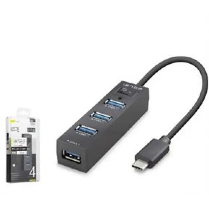 iETOP TU329 Type-C 3.1 Gen1 Anahtarlı Hub 4 Port 5 Gbps Siyah (KDO)