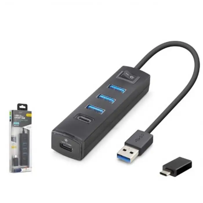 iETOP TU359 USB Type-C 3.2 Gen1 Anahtarlı Hub 4 Port 5 Gbps Siyah