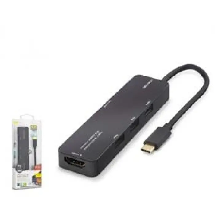 iETOP TUH305 Type-C 3.2 Gen1 Combo Hub PD HDMI 4K 5 Port 5 Gbps Siyah