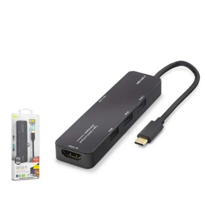 iETOP TUH305 Type-C 3.2 Gen1 Combo Hub PD HDMI 4K 5 Port 5 Gbps Siyah (KDO)