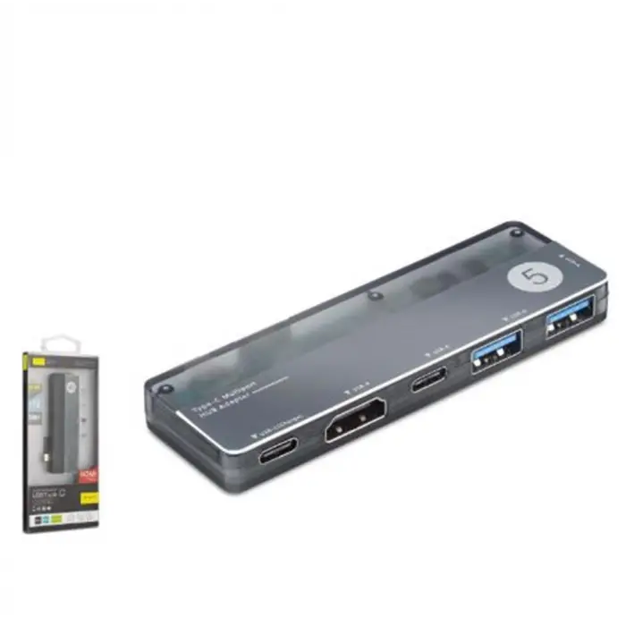 iETOP TUH353 Type-C 3.1 Gen1 Combo Hub PD HDMI 4K 5 Port 5 Gbps Alüminyum Gri (KDO)
