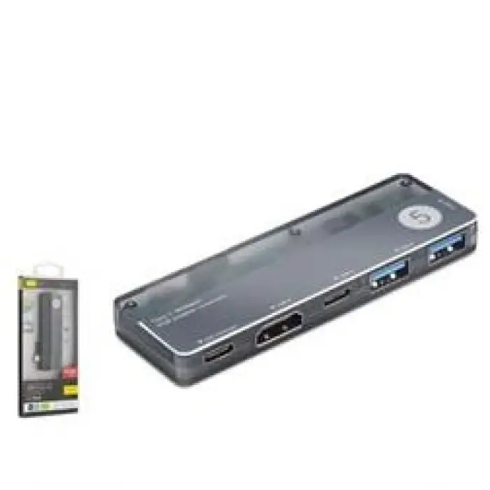 iETOP TUH353 Type-C 3.1 Gen1 Combo Hub PD HDMI 4K 5 Port 5 Gbps Alüminyum Gri (KDO)
