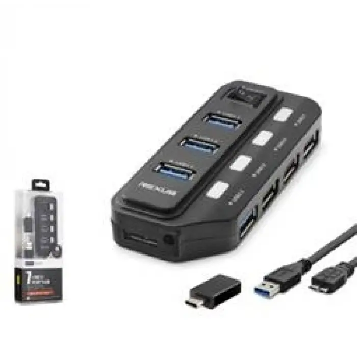 iETOP U332 USB Type-C 3.2 Gen1 Anahtarlı Hub 7 Port 5 Gbps Siyah