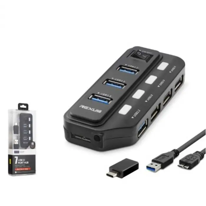 iETOP U332 USB Type-C 3.2 Gen1 Anahtarlı Hub 7 Port 5 Gbps Siyah (KDO)