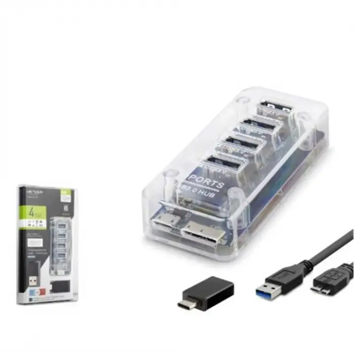 iETOP U336 USB Type-C 3.1 Gen1 Hub 4 Port 5 Gbps Şeffaf