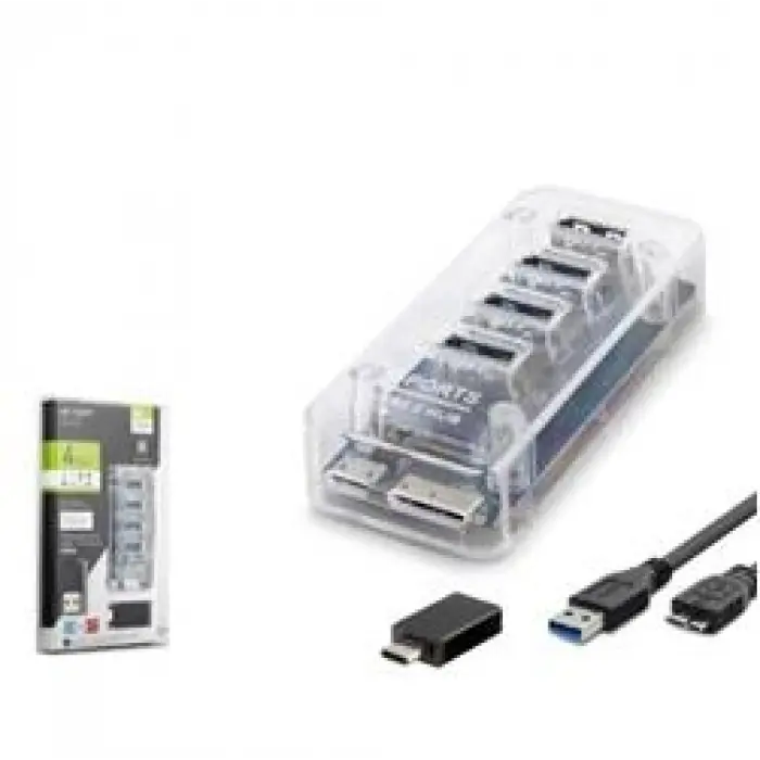 iETOP U336 USB Type-C 3.1 Gen1 Hub 4 Port 5 Gbps Şeffaf