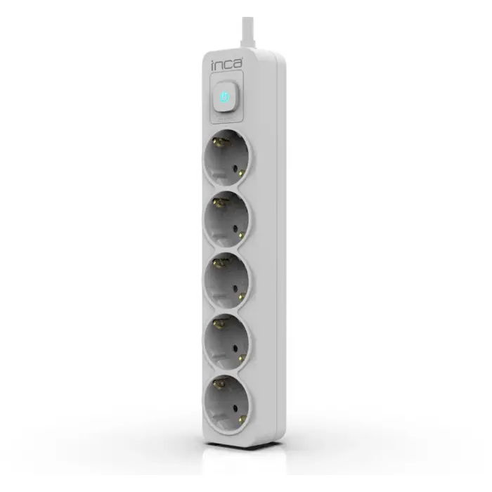 INCA IPW-44GB 5li Akım Korumalı Led Tuşlu Priz 1,5M Beyaz (KDO)