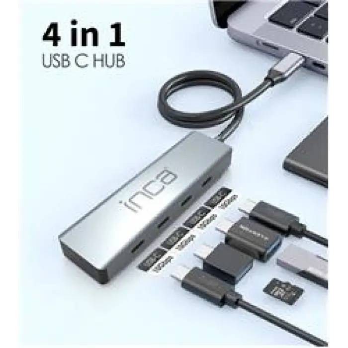 Inca ITPT-4TX 4 Port Type-C 3.1 Veri ile3.1 10 Gbps Type-C Çoklayıcı Kablo uzunluğu 15cm (KDO)