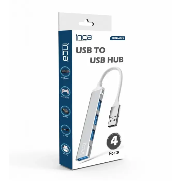 Inca IUSB-4TUX 3X2.0 3.0 USB Çıkış USB Çıkış 5 Gbps Usb Çoklayıcı Alüminyum Kasa (KDO)