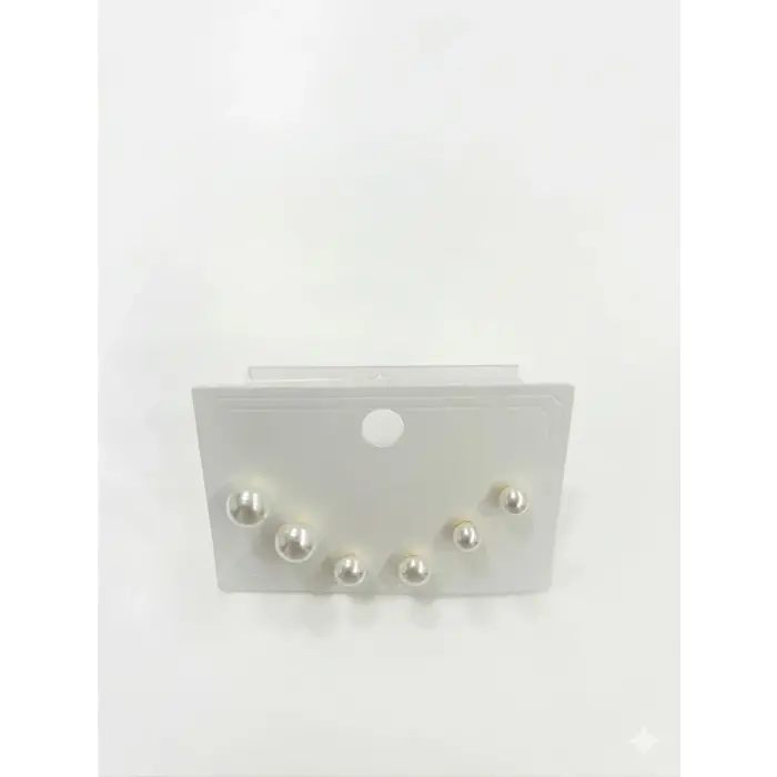 İnci (iğne Kısmı  Kaplama ) Zirkon Taşlı Pirinç Altılı  Kombin Küpe - Kp00655