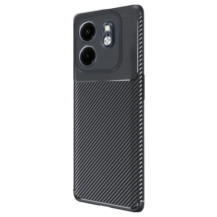 İnfinix Smart 9 Kılıf Auto Focus Karbon Kapak - Siyah
