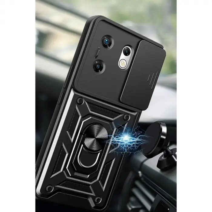 İnfinix Zero 30 4g Kılıf Pars Lens Yüzüklü Silikon - Siyah