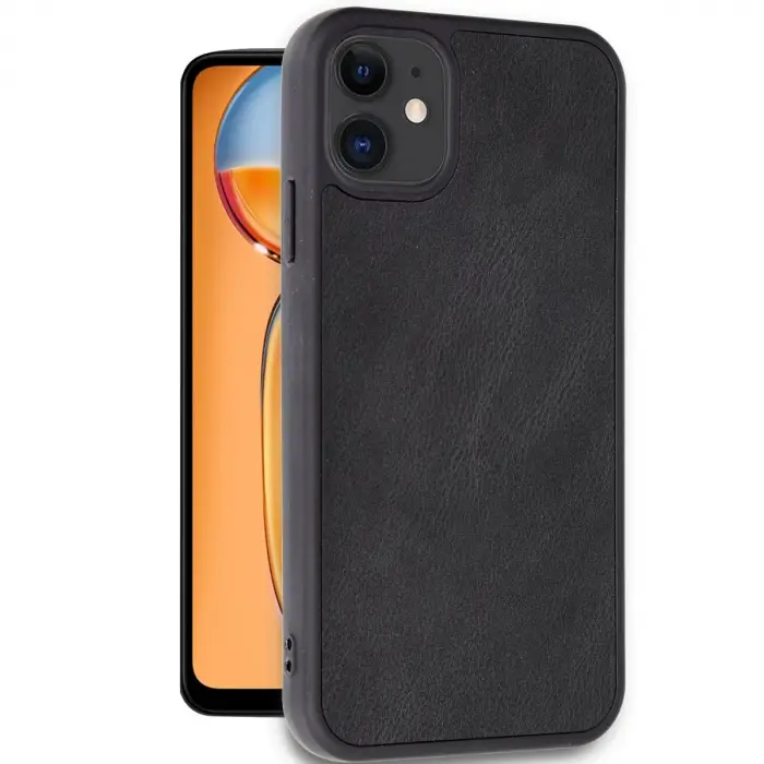 İphone 11 Kılıf Aras Deri Kapak - Siyah