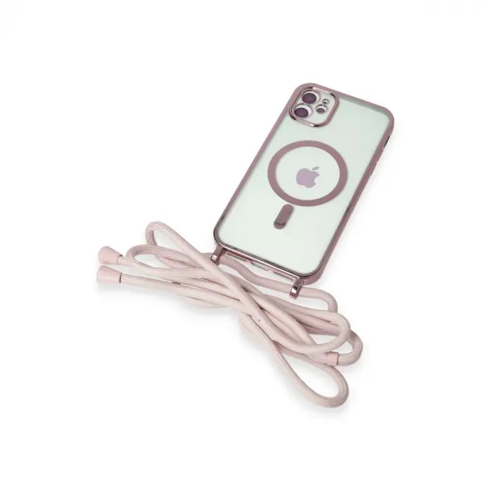İphone 11 Kılıf Divo Lazer Askılı Magsafe Kapak - Pembe