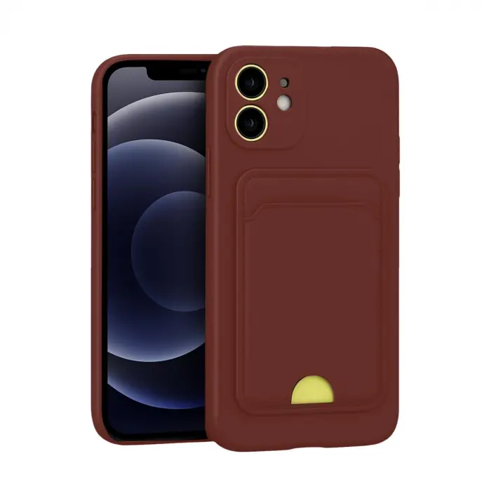 İphone 11 Kılıf Kelvin Kartvizitli Silikon - Bordo