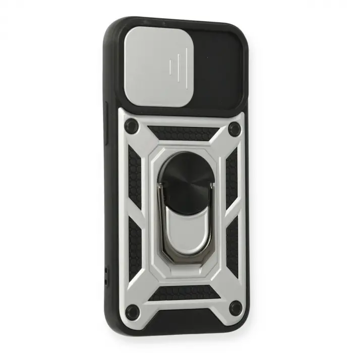 İphone 11 Kılıf Pars Lens Yüzüklü Silikon - Gümüş