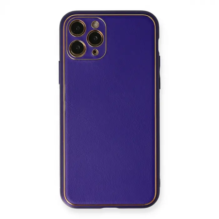İphone 11 Pro Kılıf Coco Deri Silikon Kapak - Mor