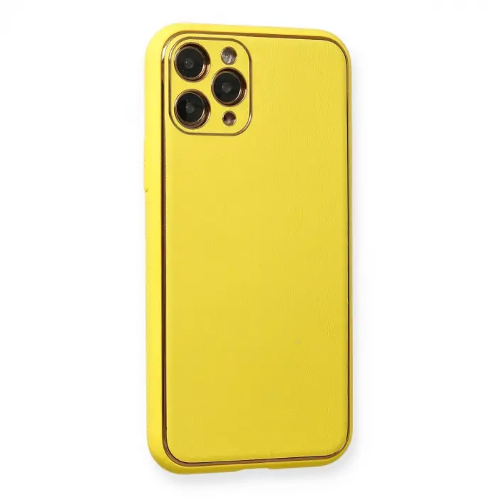 İphone 11 Pro Kılıf Coco Deri Silikon Kapak - Sarı