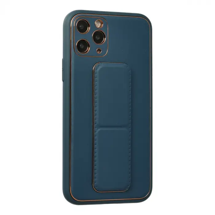 İphone 11 Pro Kılıf Coco Deri Standlı Kapak - Mavi