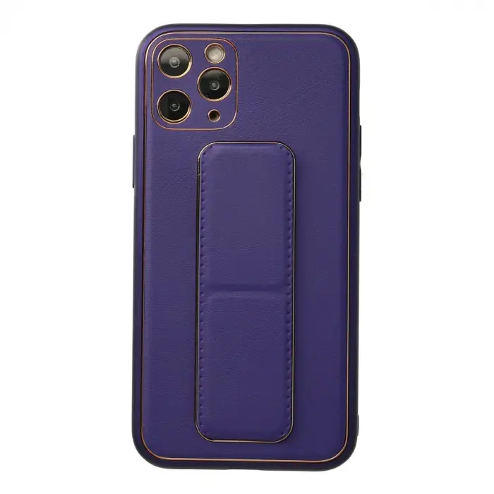 İphone 11 Pro Kılıf Coco Deri Standlı Kapak - Mor