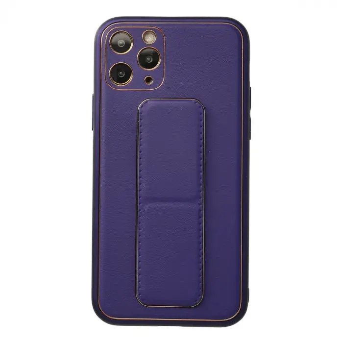 İphone 11 Pro Kılıf Coco Deri Standlı Kapak - Mor