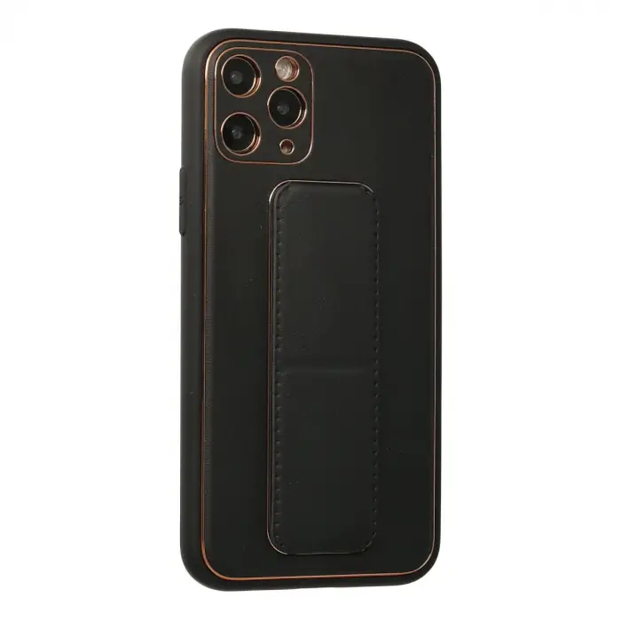 İphone 11 Pro Kılıf Coco Deri Standlı Kapak - Siyah