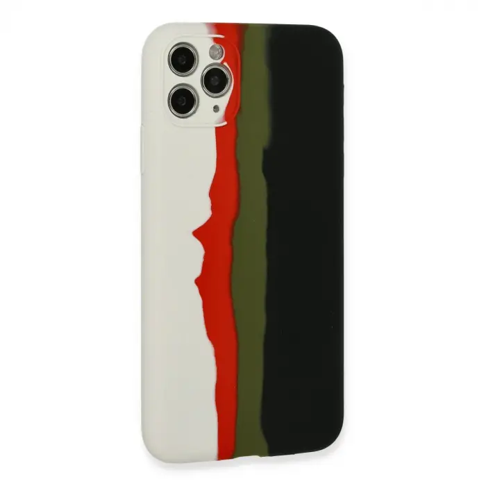 İphone 11 Pro Kılıf Ebruli Lansman Silikon - Beyaz-siyah