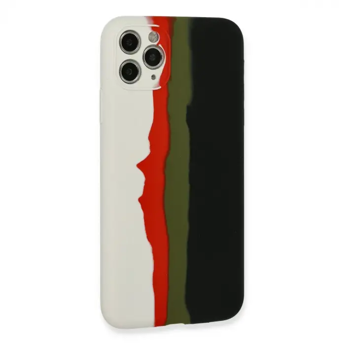 İphone 11 Pro Kılıf Ebruli Lansman Silikon - Beyaz-siyah