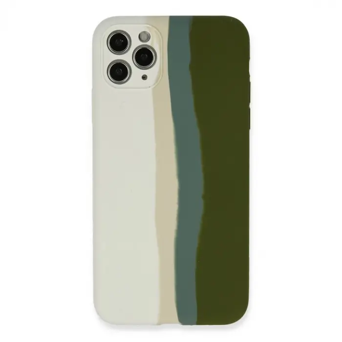 İphone 11 Pro Kılıf Ebruli Lansman Silikon - Beyaz-yeşil