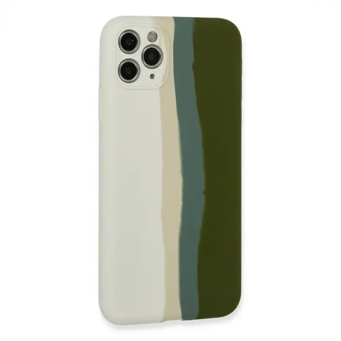 İphone 11 Pro Kılıf Ebruli Lansman Silikon - Beyaz-yeşil