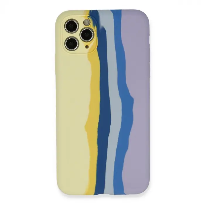 İphone 11 Pro Kılıf Ebruli Lansman Silikon - Sarı-lila