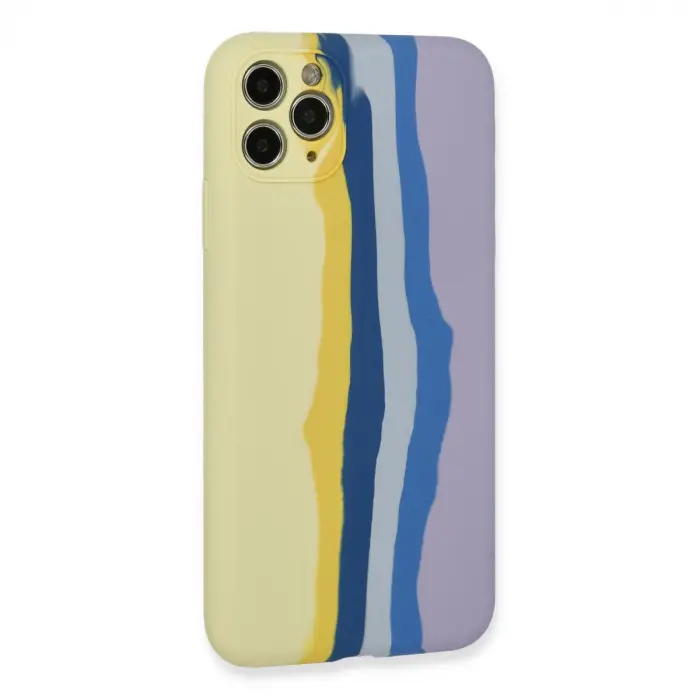 İphone 11 Pro Kılıf Ebruli Lansman Silikon - Sarı-lila