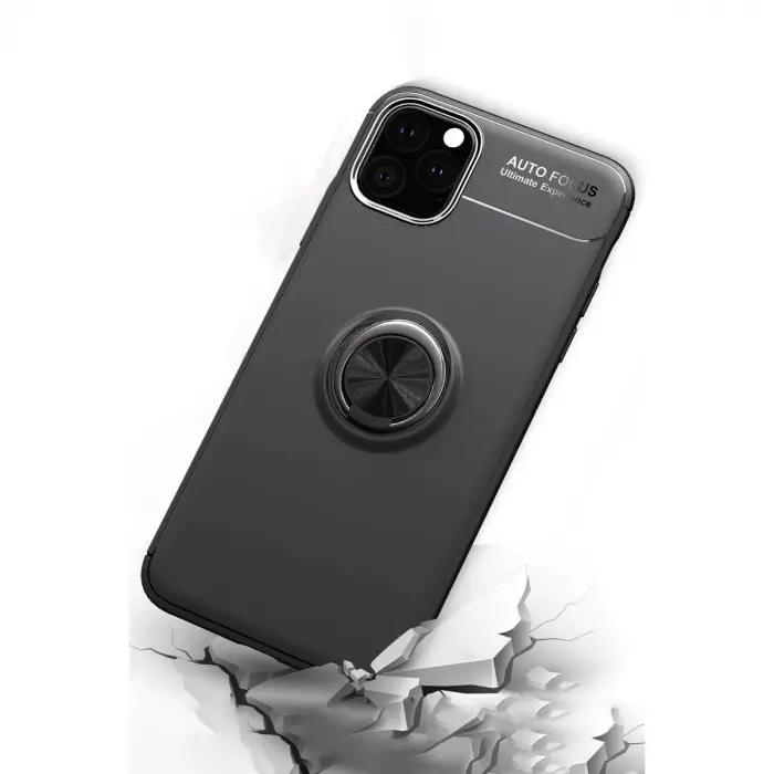 İphone 11 Pro Kılıf Range Yüzüklü Silikon - Siyah-kırmızı
