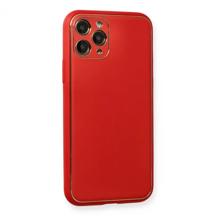 İphone 11 Pro Max Kılıf Coco Deri Silikon Kapak - Kırmızı