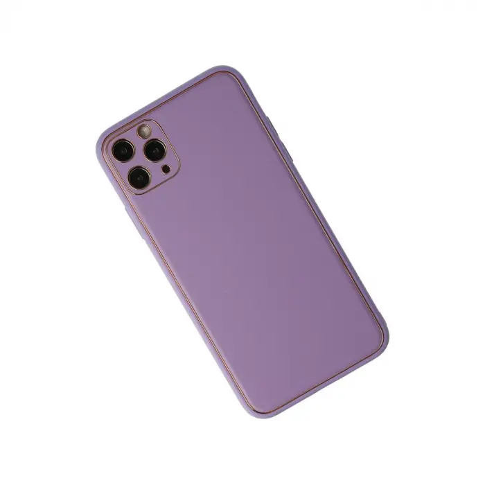 İphone 11 Pro Max Kılıf Coco Deri Silikon Kapak - Lila