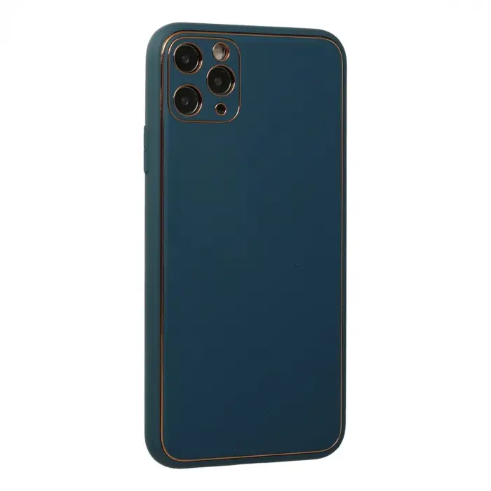 İphone 11 Pro Max Kılıf Coco Deri Silikon Kapak - Mavi