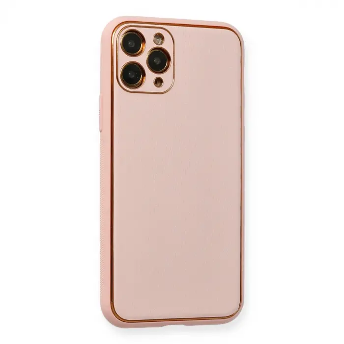 İphone 11 Pro Max Kılıf Coco Deri Silikon Kapak - Pembe