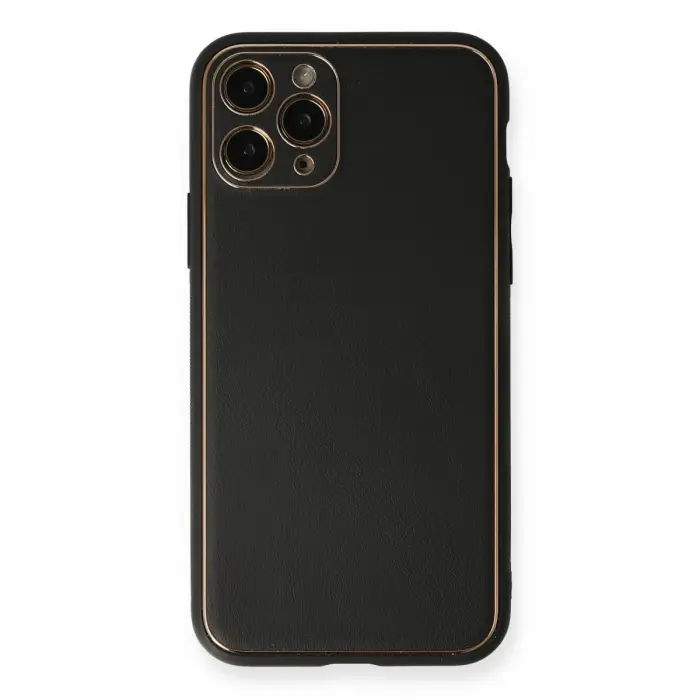 İphone 11 Pro Max Kılıf Coco Deri Silikon Kapak - Siyah