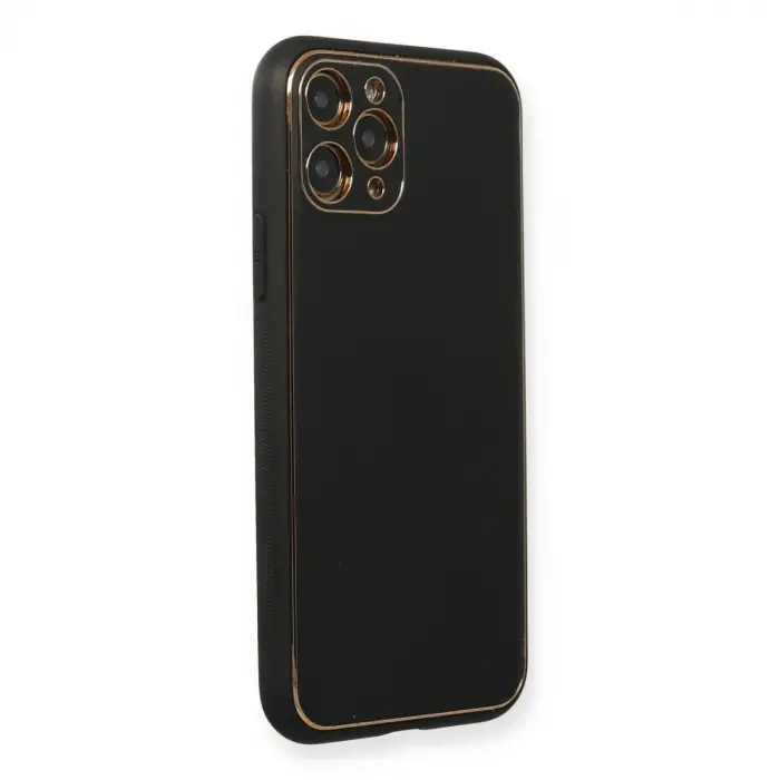 İphone 11 Pro Max Kılıf Coco Deri Silikon Kapak - Siyah