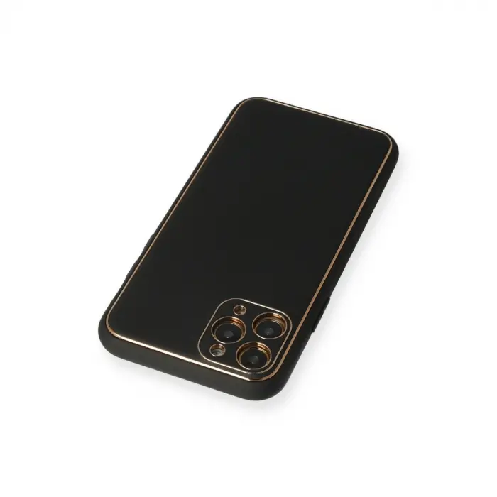 İphone 11 Pro Max Kılıf Coco Deri Silikon Kapak - Siyah