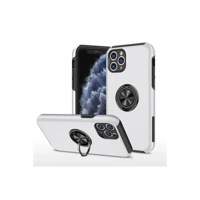 İphone 11 Pro Max Kılıf Elit Yüzüklü Kapak - Gümüş