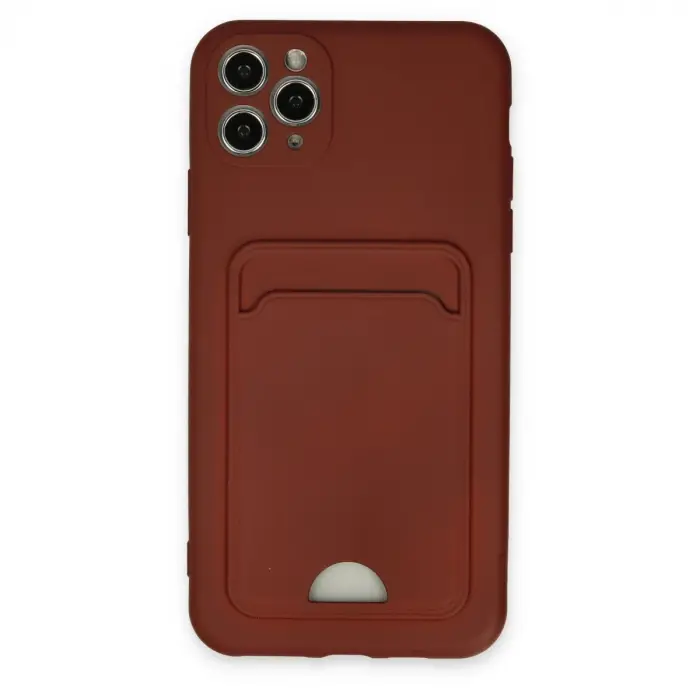 İphone 11 Pro Max Kılıf Kelvin Kartvizitli Silikon - Bordo