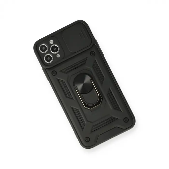 İphone 11 Pro Max Kılıf Pars Lens Yüzüklü Silikon - Siyah
