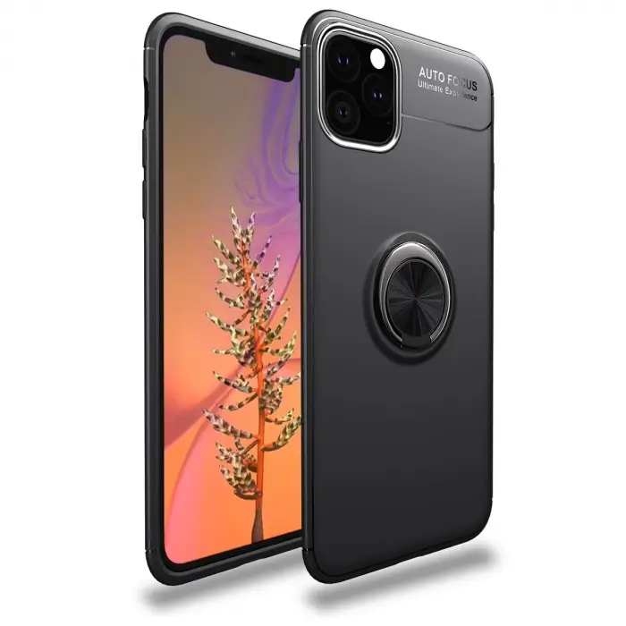 İphone 11 Pro Max Kılıf Range Yüzüklü Silikon - Siyah